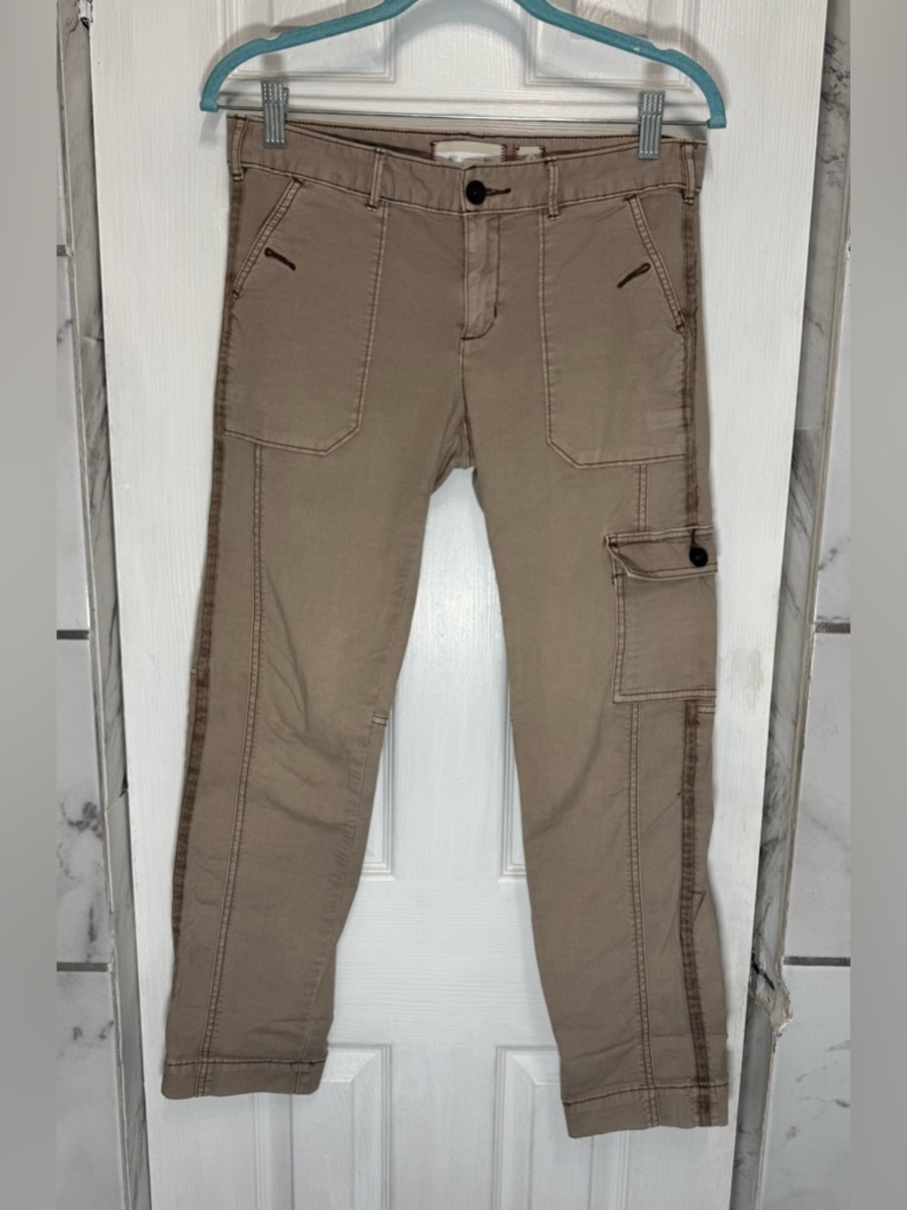 Hei Hei Anthro Women’s Tan Cargo Pants Sz 2 The Wanderer Straight Crop Utility